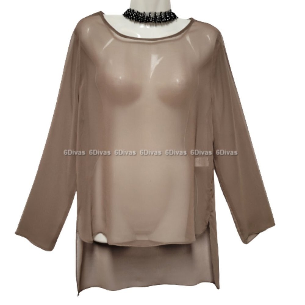 Pink Violet Taupe Sheer Oversized Blouse Top Cover-Up Size S